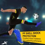 Vector X Football Shinguard with Adjustable Velcro for Boys Kids ( Blue/Yellow, Small/Medium) | for Football Games Matches, Training | Light Weight & Breathable - Image 4