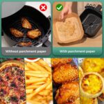 100 PCS Air Fryer Paper Sheets Disposable Liner for Microwave Oil-Proof Parchment for Frying Baking Cooking Roasting and Microwave (Square 8 Inch) - Image 2