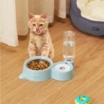 Amazon Basics 2 In1 Pet Feeder Food and Water Dispenser|Stainless Steel Bowl|Automatic Water Dispensing Mechanism|Suitable for Cats and Dogs, 32 cm, H_22 cm, W_16.5 cm, Medium - Image 5