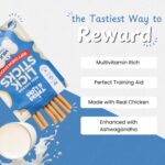 TRICKS & LICKS Milk Dog Chew Sticks 70 gm 8 Stick| Real Chicken Dog Treats for Adult Dogs & Puppies | Soft chew Stick with Multivitamin & Ashwagandha Milk Flavor Dental Chews for All Breeds Dog Food - Image 3
