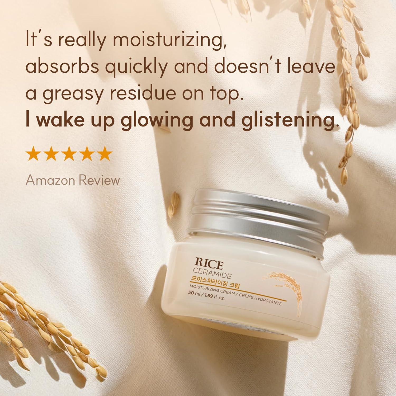 The Face Shop Rice & Ceramide Moisturizing Cream with Rice Extracts for Skin Brightening | Ceramide Moisturizer For Skin Barrier Repair | Paraben & Paraffins Free, Korean skin care products, 50ml - Image 5