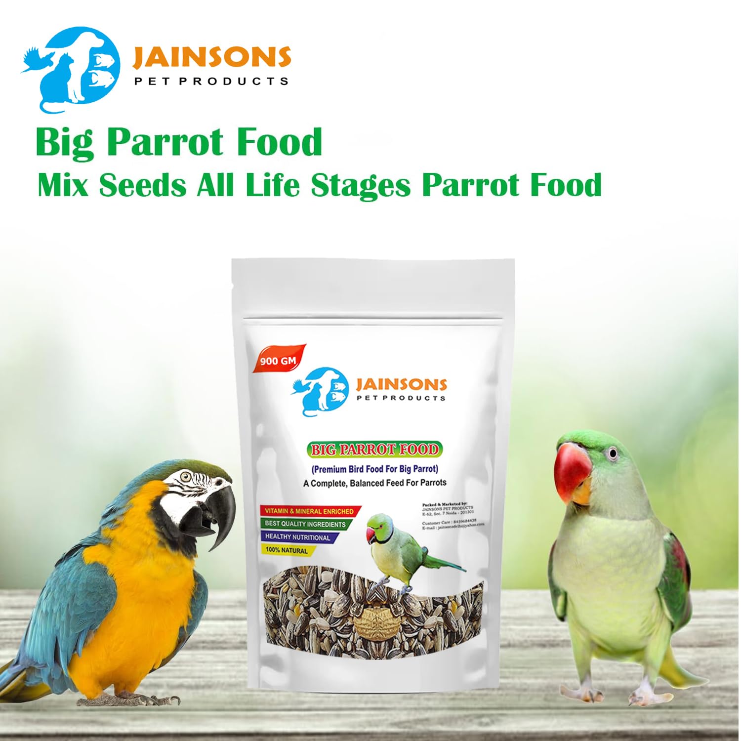 Jainsons Pet Products Big Parrot Food – 11-12 Seed Types for Parakeets, Parrots, Macaw, Budgies, Sparrows, Finches & Love Birds (900g, 1 Pack, Ideal for All Birds) - Image 6