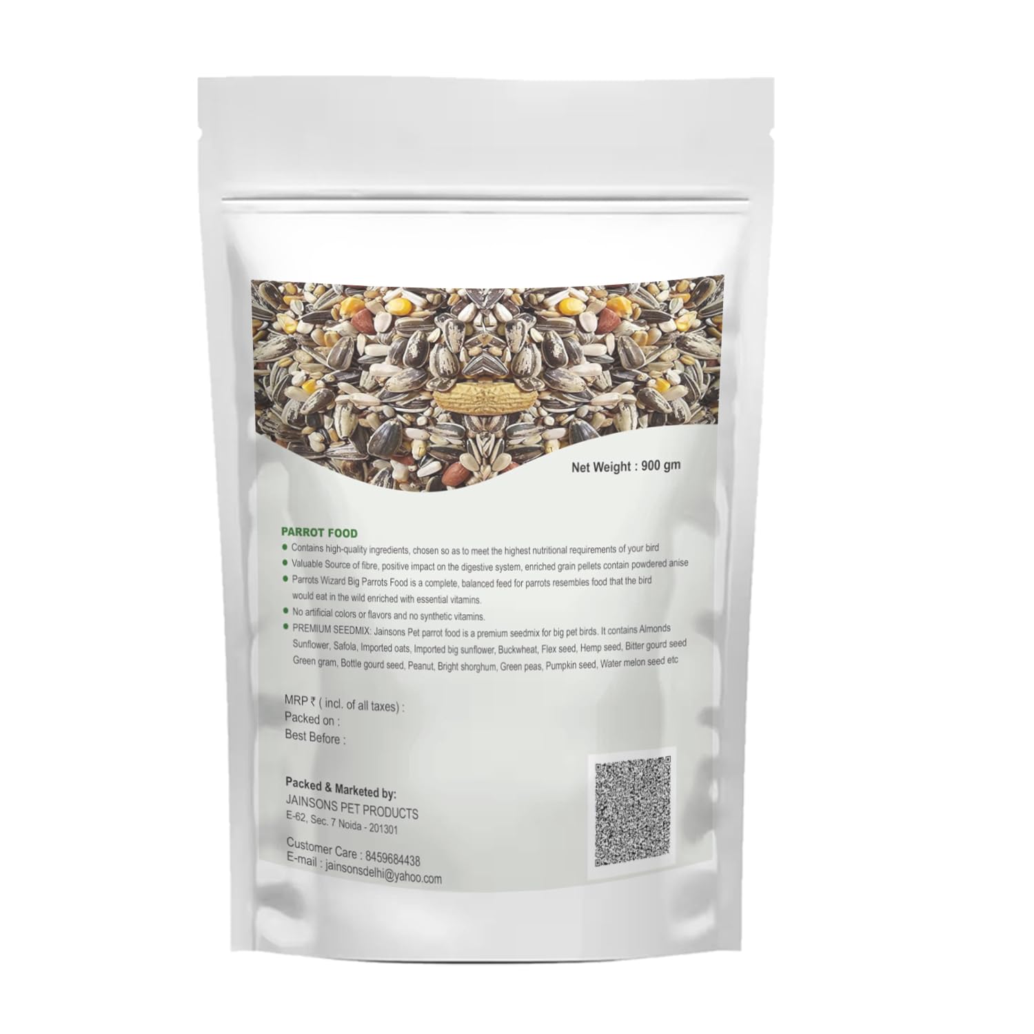 Jainsons Pet Products Big Parrot Food – 11-12 Seed Types for Parakeets, Parrots, Macaw, Budgies, Sparrows, Finches & Love Birds (900g, 1 Pack, Ideal for All Birds) - Image 7