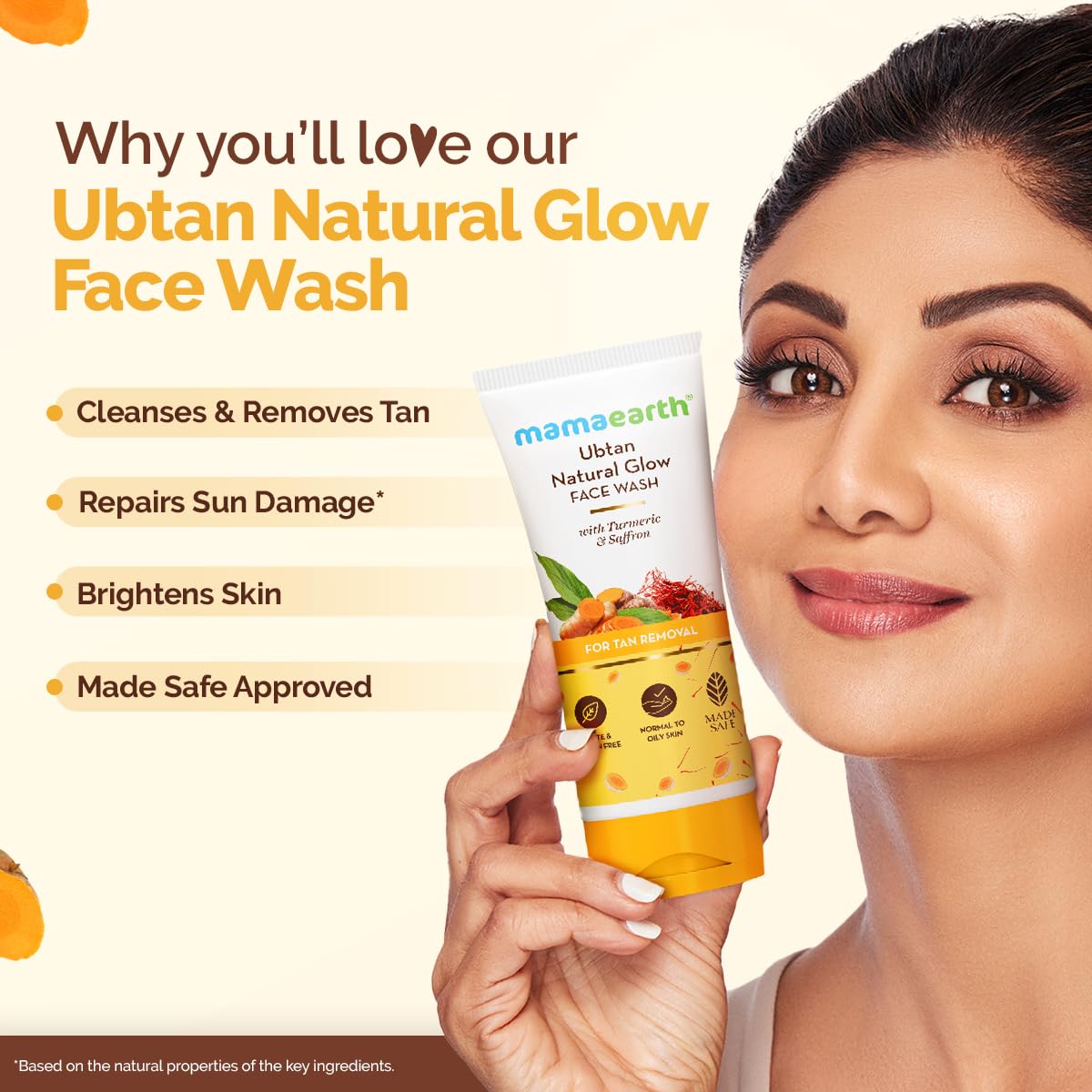 Mamaearth Ubtan Natural Glow Face Wash with Turmeric & Saffron | For Tan Removal & Skin brightening | SLS & Paraben Free | For All Skin Type | For Men & Women | 100 ml - Image 4