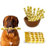 Woofy Dog Spiral munchy Rawhide chew Stick | 500gm Chicken Flavour + 500gm Mutton Flavour | Chicken and Mutton Flavours Twisted Sticks for Puppies and Dogs - Pack of 1Kg - Image 5