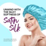 FABSKIN Luxury Satin Silk Hair Bonnet Cap for Sleeping with Satin Scrunchie | For Women & Girls | For Curly & All Hair Types - Wine - Image 4
