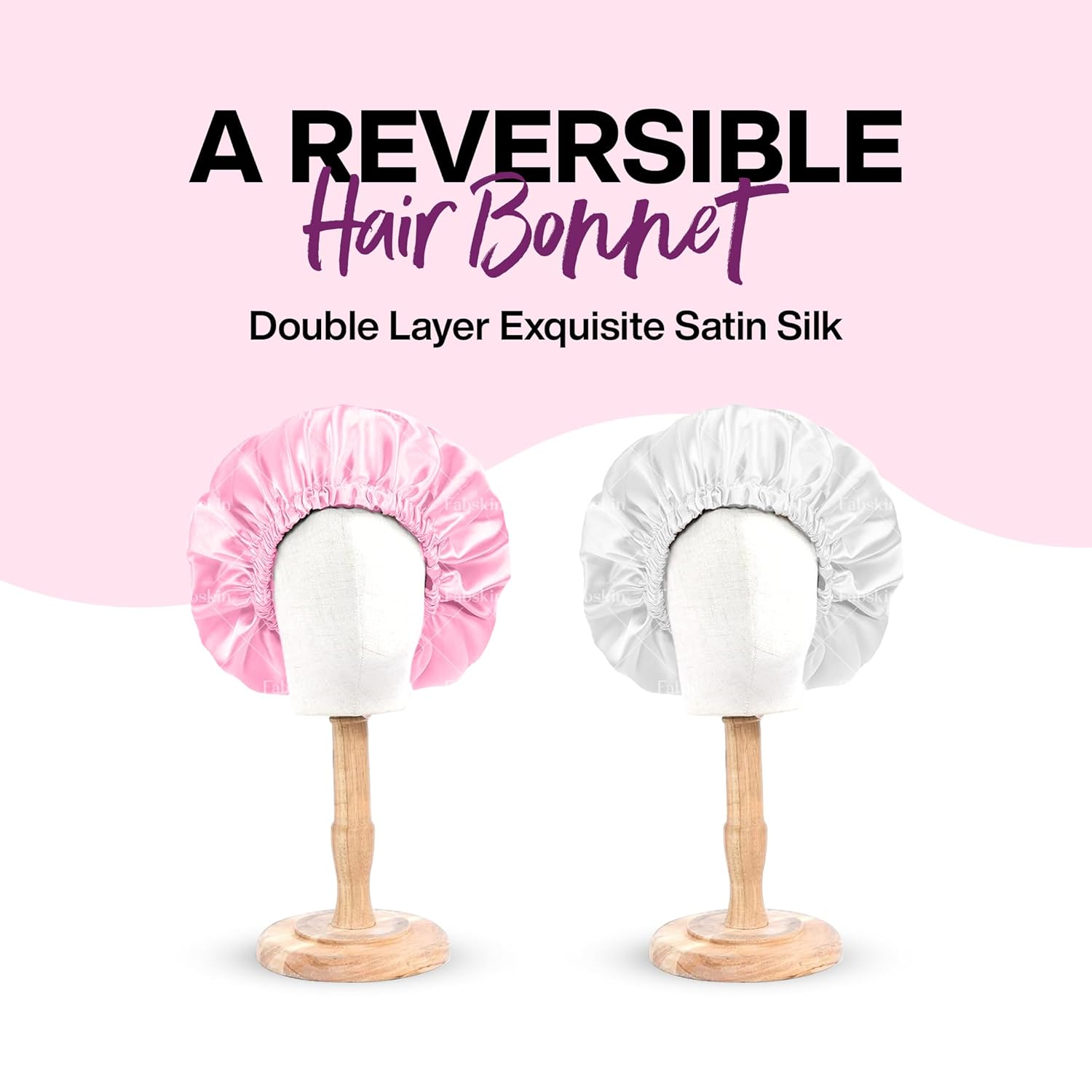 FABSKIN Luxury Satin Silk Hair Bonnet Cap for Sleeping with Satin Scrunchie | For Women & Girls | For Curly & All Hair Types - Wine - Image 6