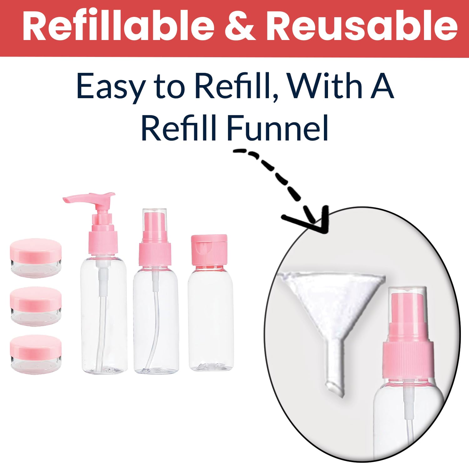 Temperia Travel Bottles for Toiletries (7pcs) - Refillable Empty Mini Containers with Pouch (Random Colors) - Travelling Accessories & Essentials Kit Set for Shampoo, Cosmetics, and More - Image 5