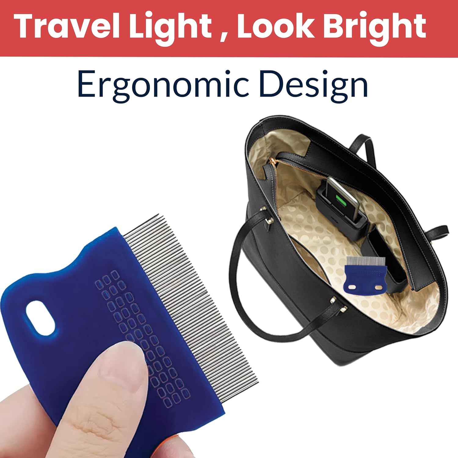 TEMPERIA (1 pcs) Lice Comb for Women, Men & Kids Hair - Nits, Dandruff & Lice Eggs Remover Products - Hair Lies Removal Comb for Head - Premium & Ergonomic Design (Random Colors) (MN01) - Image 4