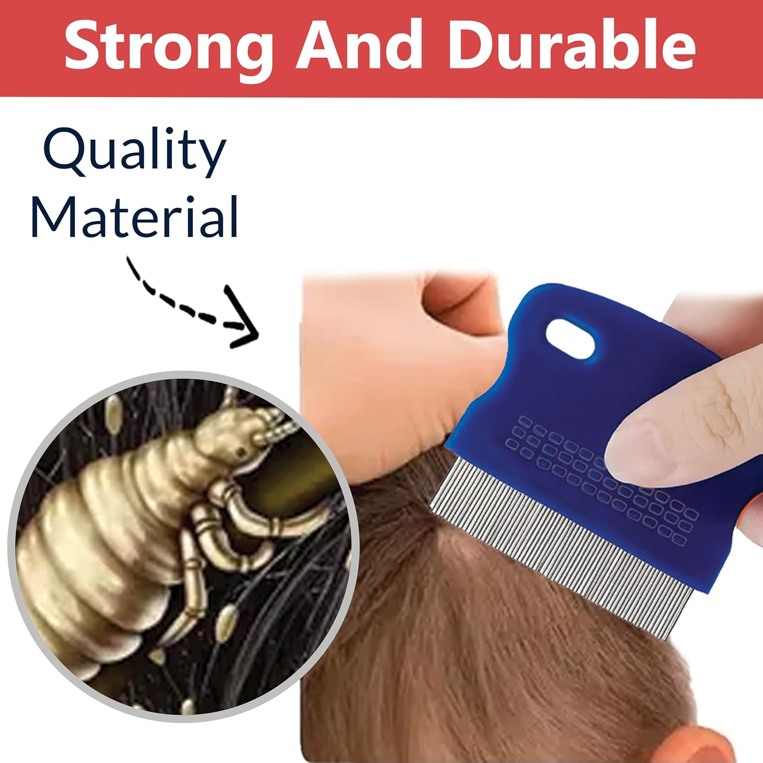 TEMPERIA (1 pcs) Lice Comb for Women, Men & Kids Hair - Nits, Dandruff & Lice Eggs Remover Products - Hair Lies Removal Comb for Head - Premium & Ergonomic Design (Random Colors) (MN01) - Image 8