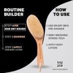 HOUSE OF BEAUTY Wooden Dry Body Brush For Body Massage With Long Handcrafted Handle, Natural Exfoliating, Lymphatic Drainage, Cellulite, Blood Circulation & Dead Skin, Brown - (Pack OF 1) - Image 5
