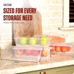 VOLTURI Fridge Storage Containers (Pack of 6), Fridge Organiser Storage Boxes with Removable Drain Plate, Lids, Stackable Organizer, Fridge Storage Box Keep Fruits, Vegetables Fresher, 1500 ML - Image 3