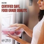 VOLTURI Fridge Storage Containers (Pack of 6), Fridge Organiser Storage Boxes with Removable Drain Plate, Lids, Stackable Organizer, Fridge Storage Box Keep Fruits, Vegetables Fresher, 1500 ML - Image 5