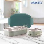 WARMEO MICROMATE Microwave-Safe Stainless Steel Lunch Box, Bpa Free, Perfect for Office, School, Travelling, Combo(800ml+150 ml),Green - Image 3