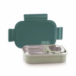 WARMEO MICROMATE Microwave-Safe Stainless Steel Lunch Box, Bpa Free, Perfect for Office, School, Travelling, Combo(800ml+150 ml),Green - Image 4