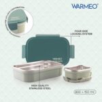 WARMEO MICROMATE Microwave-Safe Stainless Steel Lunch Box, Bpa Free, Perfect for Office, School, Travelling, Combo(800ml+150 ml),Green - Image 5