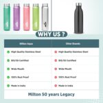 MILTON Aqua 1000 Stainless Steel Water Bottle, 920 ml, Silver | Leak Proof | Office Bottle | Gym Bottle | Home | Kitchen | Hiking | Treking, Travel (Pack of 1) - Image 7