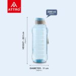 ATTRO Ultra Pro 2 Motivational 2L BPA-Free Water Bottle with Leak-Proof Flip-Top Cap, Nylon Strap and Stylish Blue Color for Daily Hydration, Plastic - Image 4