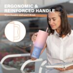 House of Quirk 1200ML Stainless Steel Tumbler with Handle & Lid, 2 Straws – Large Travel Mug Water Cup for Gym, Office & Outdoor Use (Cotton Candy Haze) - Image 7