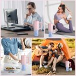 House of Quirk 1200ML Stainless Steel Tumbler with Handle & Lid, 2 Straws – Large Travel Mug Water Cup for Gym, Office & Outdoor Use (Cotton Candy Haze) - Image 8