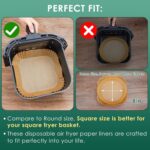 100 PCS Air Fryer Paper Sheets Disposable Liner for Microwave Oil-Proof Parchment for Frying Baking Cooking Roasting and Microwave (Square 8 Inch) - Image 4