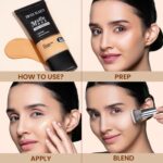 Swiss Beauty Matte Maxx Cover Foundation | 24- Hour Stay | With Hyaluronic Acid & Vitamin E | Oil-Control Formula | Shade 01 Fair Warm, 30g - Image 5