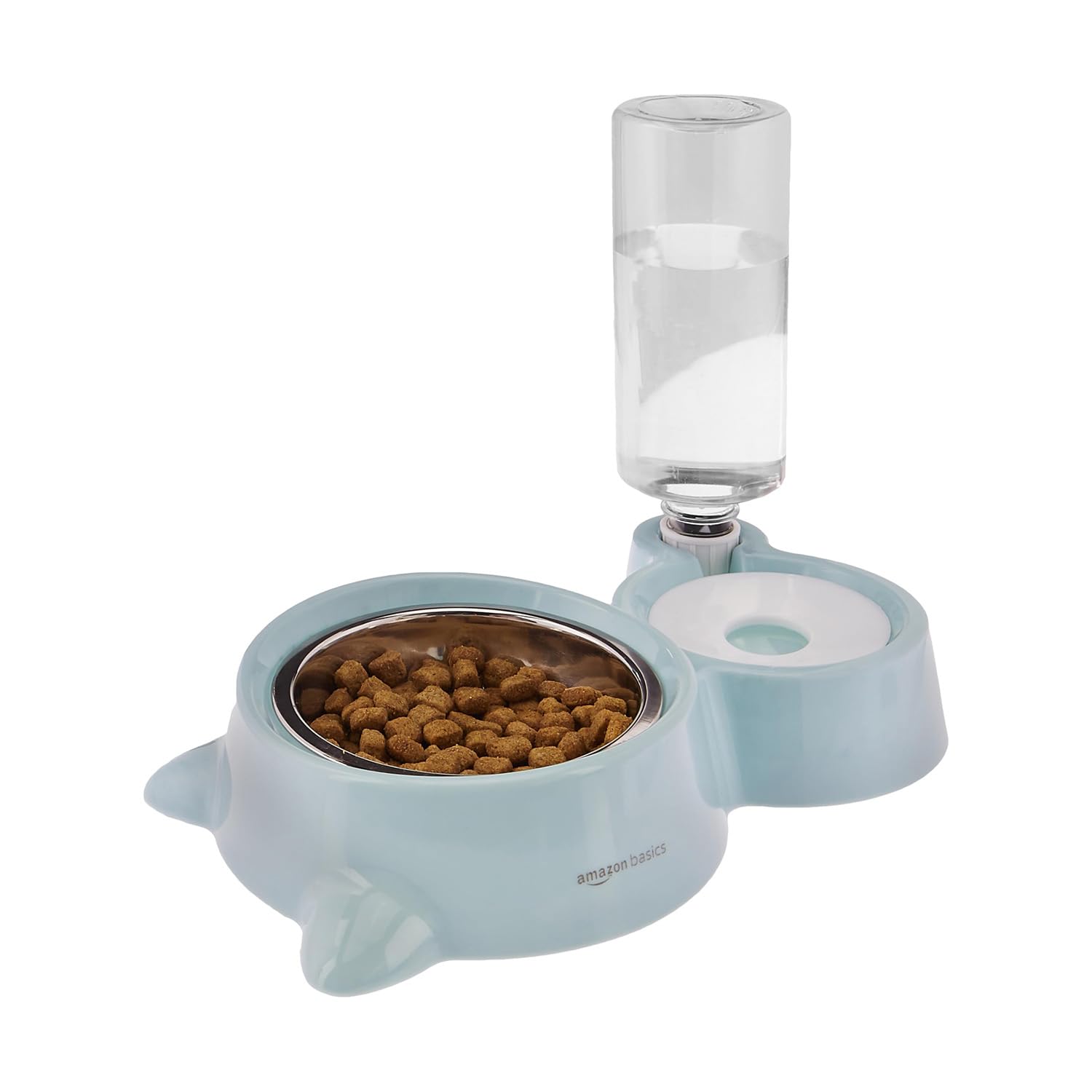 Amazon Basics 2 In1 Pet Feeder Food and Water Dispenser|Stainless *