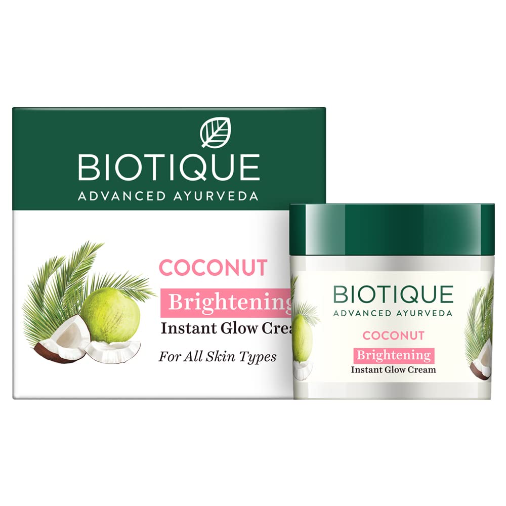 Biotique Coconut Brightening Instant Glow Cream| Lightweight and Non-Greasy | *