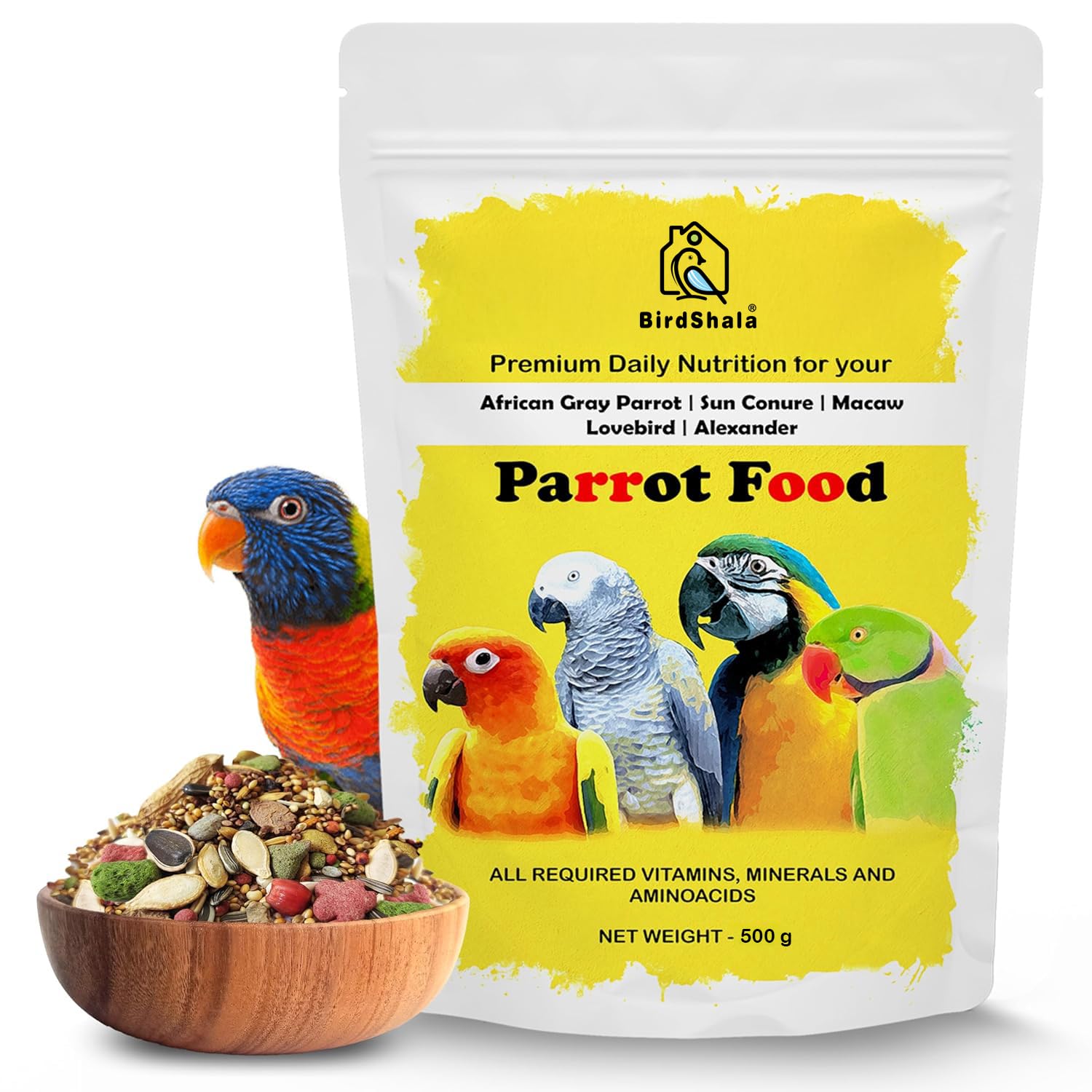 BirdShala Parrot Food for All Life Stages African Grey Parrot,Sun *