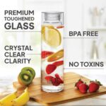 CELLO H2O Glass Water Bottle for Office & Daily Use 920 ml, Transparent | Durable & Stylish, Freezable & Fridge Safe, Leakproof Wide Mouth Leadfree Toughened Glass Water Bottle For Kitchen & Travel - Image 2