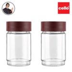 CELLO Modustack Glassy Storage Jar Set of 2 (750 ml x 2), Maroon | Glass Jar with Lid | Stackable | For Grains, Pulses, Spice, Cereals, Cookies, Dry Fruits | Fridge Storage Container - Image 2