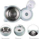 Double Cat Water and Food Bowls Set with Automatic Gravity Water Dispenser Stainless Steel Removable Dog Feeder Bowl for Small Medium Pets Blue - Image 2