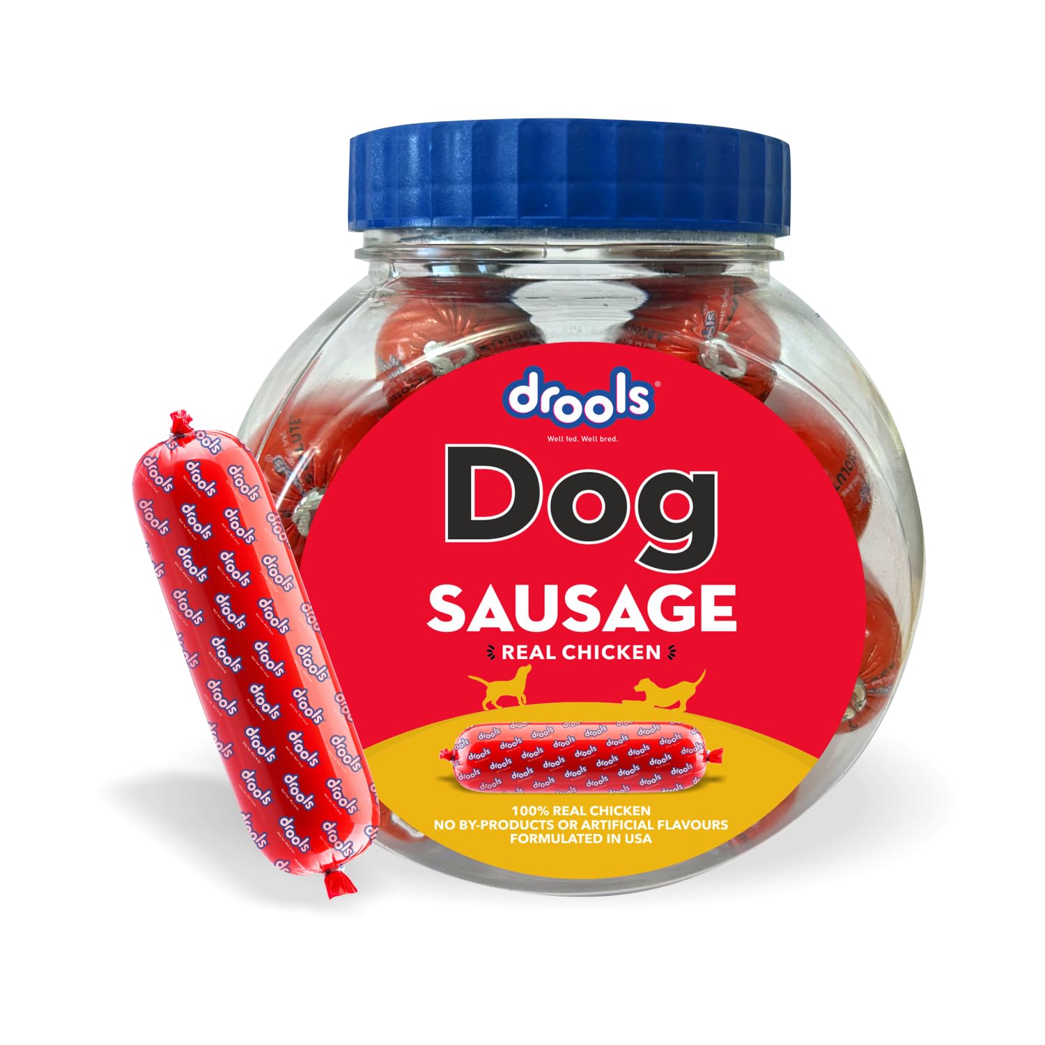 Drools All Life Stages Dog Treats Sausage 10 Pieces Jar *