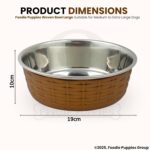 Foodie Puppies Stainless Steel Pet Feeding Woven Bowl - 1500ml (Brown - Large) for Medium to Large Dogs | Sturdy Base, Food/Water Feeding Bowl | Non-Toxic & 100% Safe for Pets - Image 2