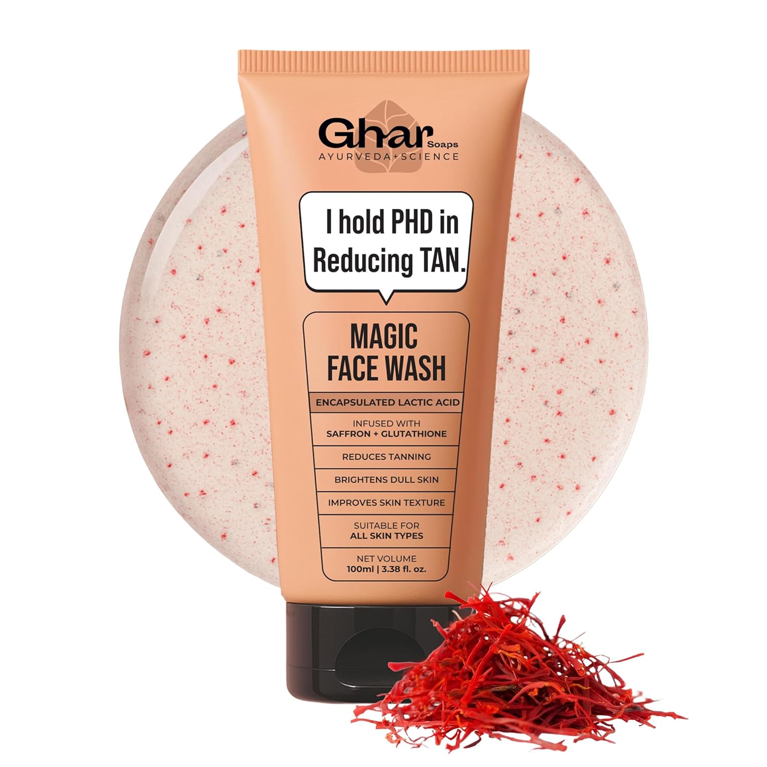 Ghar Soaps Magic De-Tan Face wash With Saffron & Glutathione *