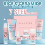Glamveda Korean 7 Step Winter Skincare Kit for Women | Rice & Ceramide Routine | Gift Box | Skin Brightening, Anti-Ageing | Face Wash + Toner + Moisturizer + Serum + Mask + Sunscreen+ Under Eye Cream - Image 2