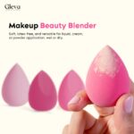 Gleva 4Pcs Makeup Blender Sponge Set, Soft Egg Shaped Blending Puff For Flawles Makeup, Blender for Liquid Foundation, Cream, Powder, Wet And Dry Makeup Applicator For Girls, Women (Pink) - Image 2