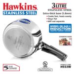 Hawkins 3 Litre Inner Lid Pressure Cooker, Stainless Steel Cooker, Induction Cooker, Silver (HSS3W) - Image 2
