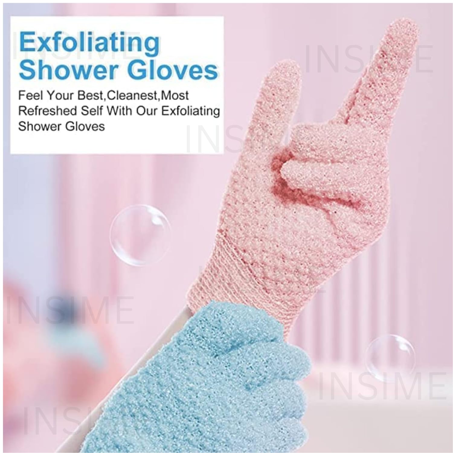 INSIME Premium Skin exfoliating Shower body gloves for bathing (2 *