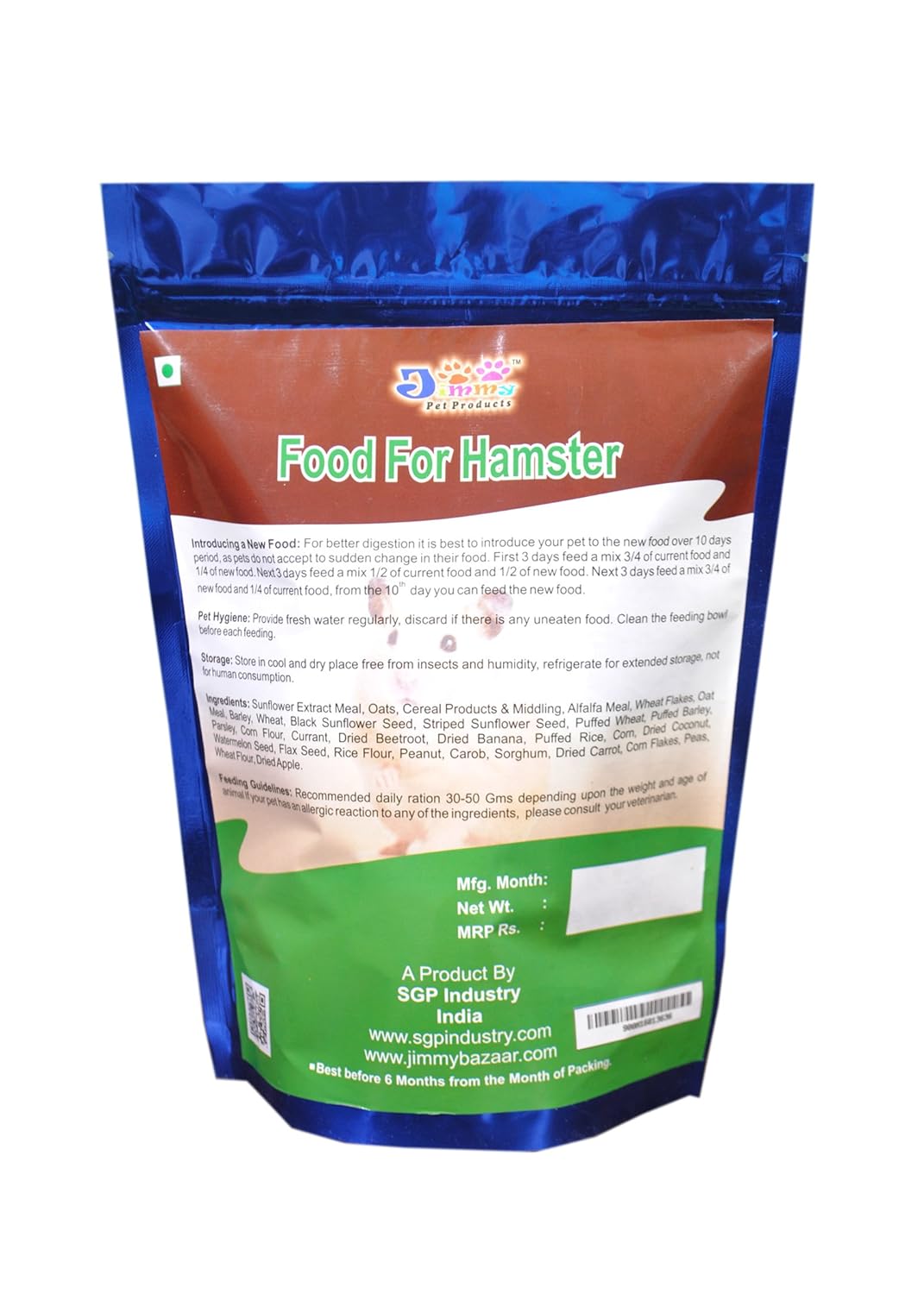 JiMMy Pet Products Food for Hamster (900 gm), All Life Stages, Grains - Image 2