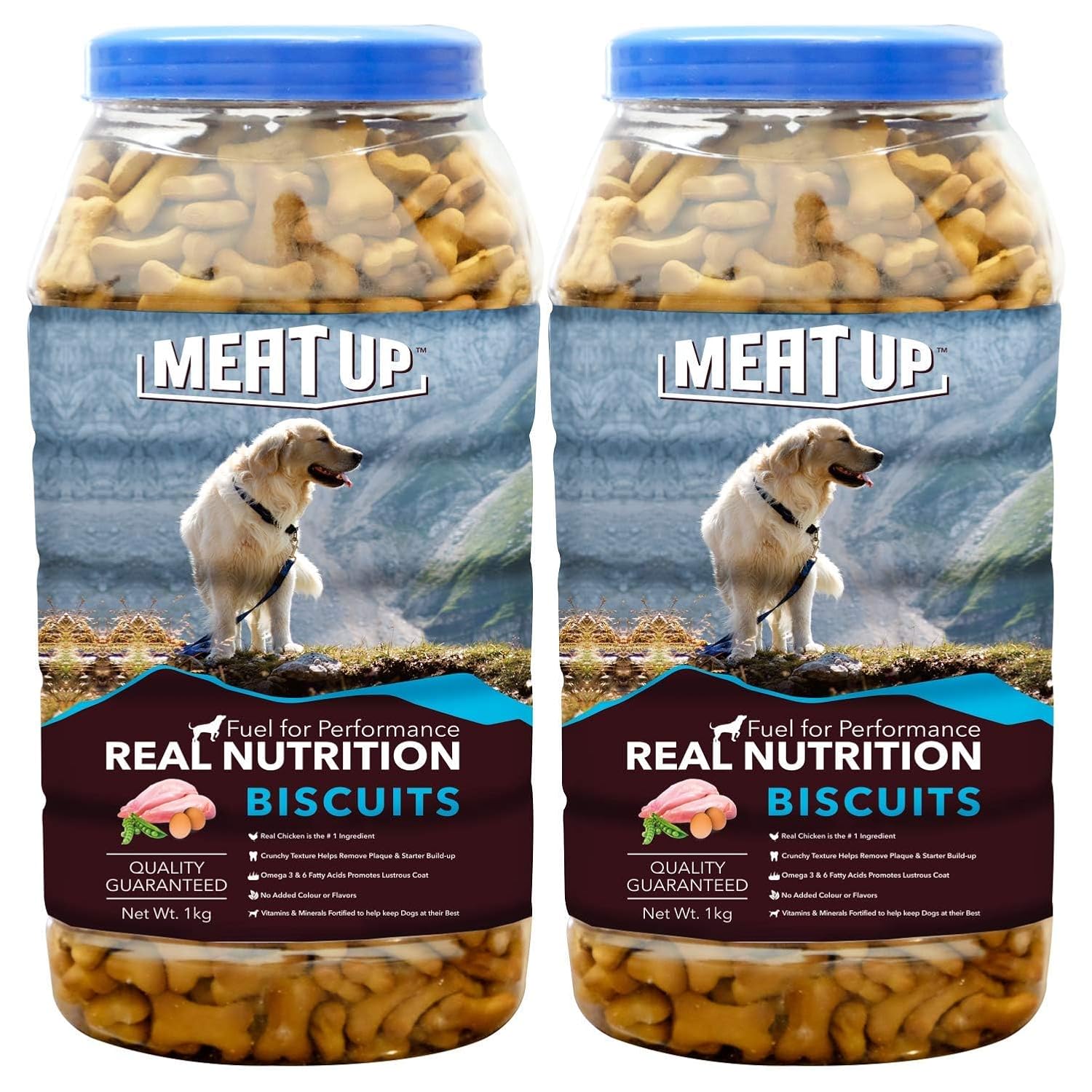 Meat Up Dog Treats Biscuits 1kg + 1kg (Free) 2kg *