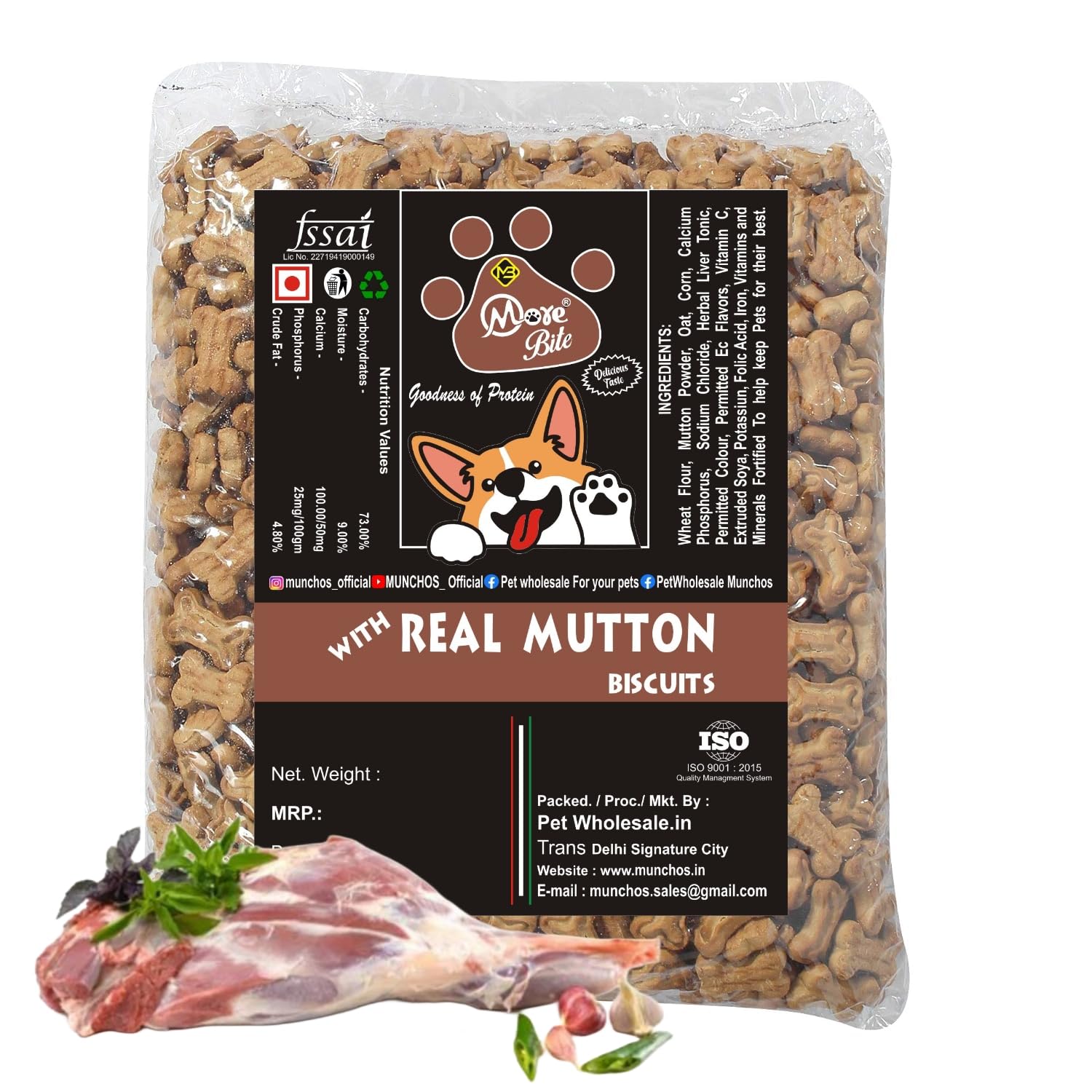 More Bite Real Mutton Dogs Biscuit 1 Kg - All *
