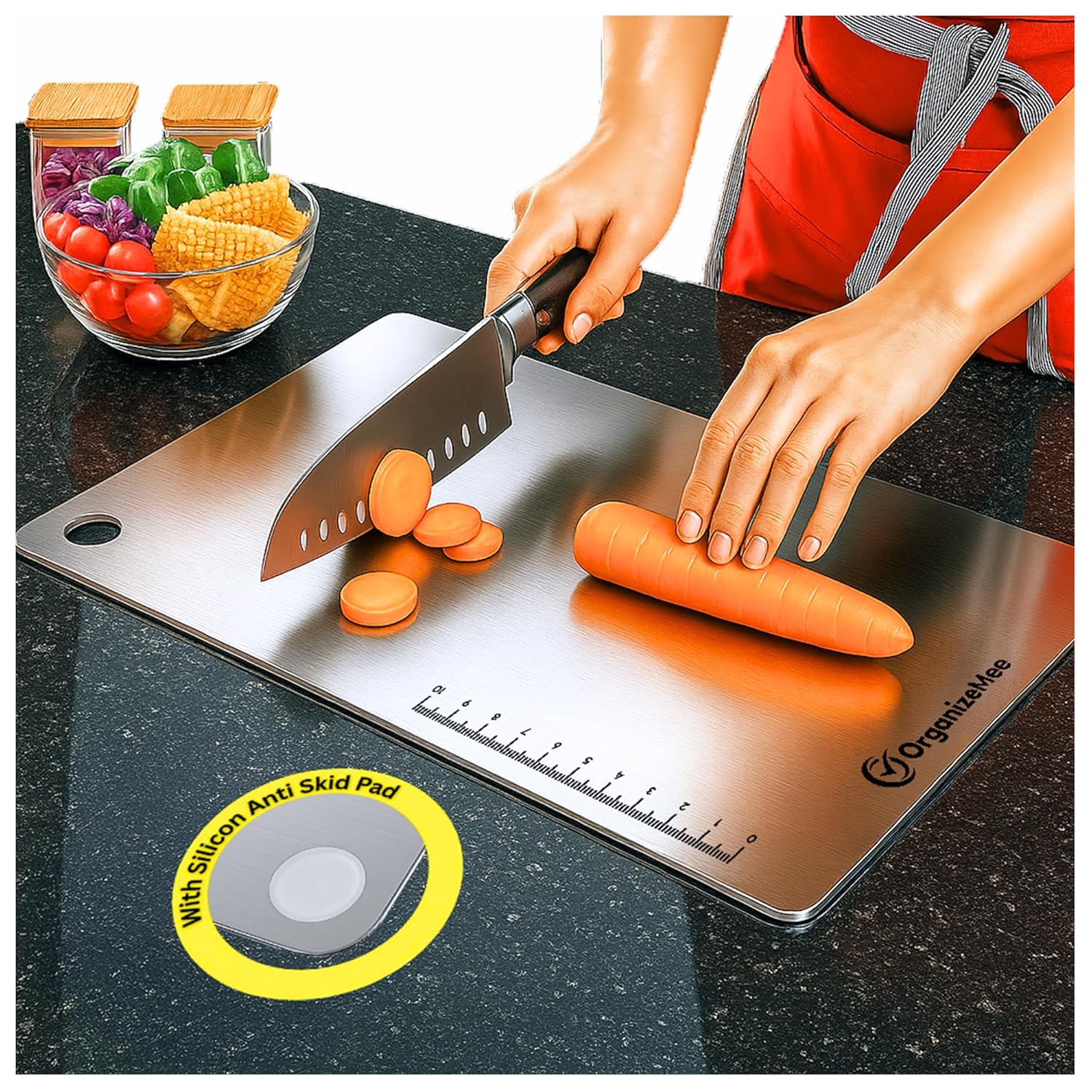 OrganizeMee Large Chopping Board Stainless Steel Metal Cutting Kitchen,Heavy Duty induction cooktop best price