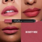 Staze 9to9 Pout On Matte + Smudgeproof Lip Crayon | Non-Drying, Transferproof & Sharpenable| Pigmented Matte Finish | 12-Hour Stay | Lightweight | 08 Dusty Rose | 3.5 g - Image 2