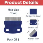 TEMPERIA (1 pcs) Lice Comb for Women, Men & Kids Hair - Nits, Dandruff & Lice Eggs Remover Products - Hair Lies Removal Comb for Head - Premium & Ergonomic Design (Random Colors) (MN01) - Image 2
