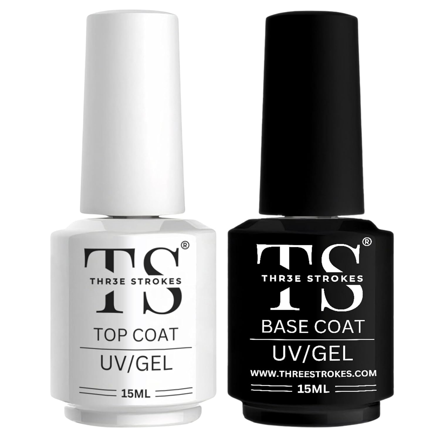THR3E STROKES 2 Pcs 15Ml No Wipe Gel Top Coat *