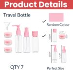 Temperia Travel Bottles for Toiletries (7pcs) - Refillable Empty Mini Containers with Pouch (Random Colors) - Travelling Accessories & Essentials Kit Set for Shampoo, Cosmetics, and More - Image 2
