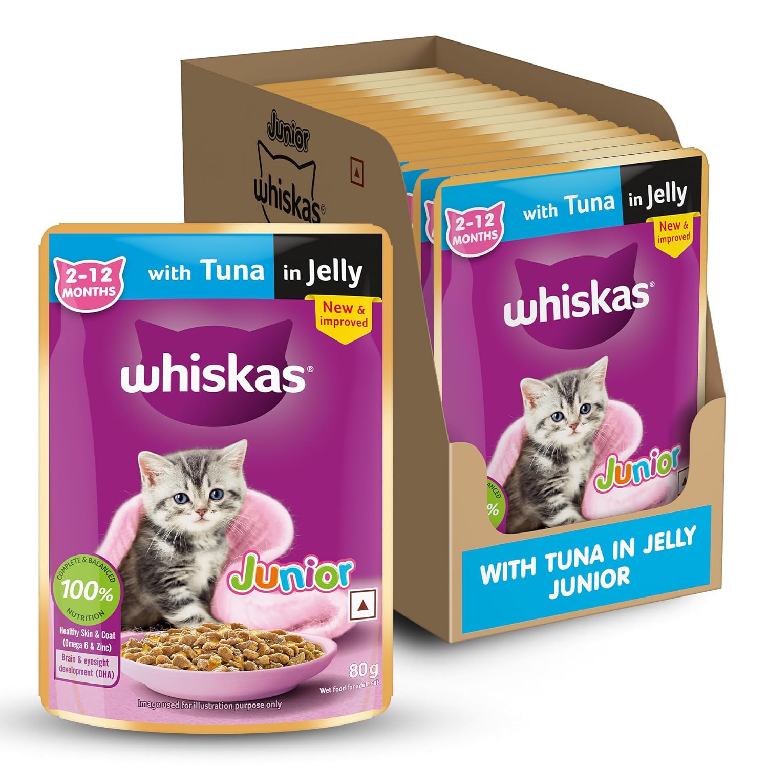 Whiskas Junior Kitten (2-12 Months) Wet Cat Food, Tuna in *