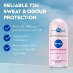 NIVEA Pearl and Beauty 50ml Deo Underarm Roll On | With Pearl Extracts & Avocado Oil | 72 H Long Lasting Floral Scent | 0% Alcohol and Dermat Approved | For Women - Image 3