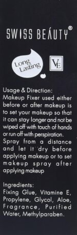 Swiss Beauty Long lasting Misty Finish Professional Makeup Fixer Spray for Face makeup | With Aloe Vera and Vitamin- E | Light weight, quick dry makeup Setting spray |70 ML| - Image 3